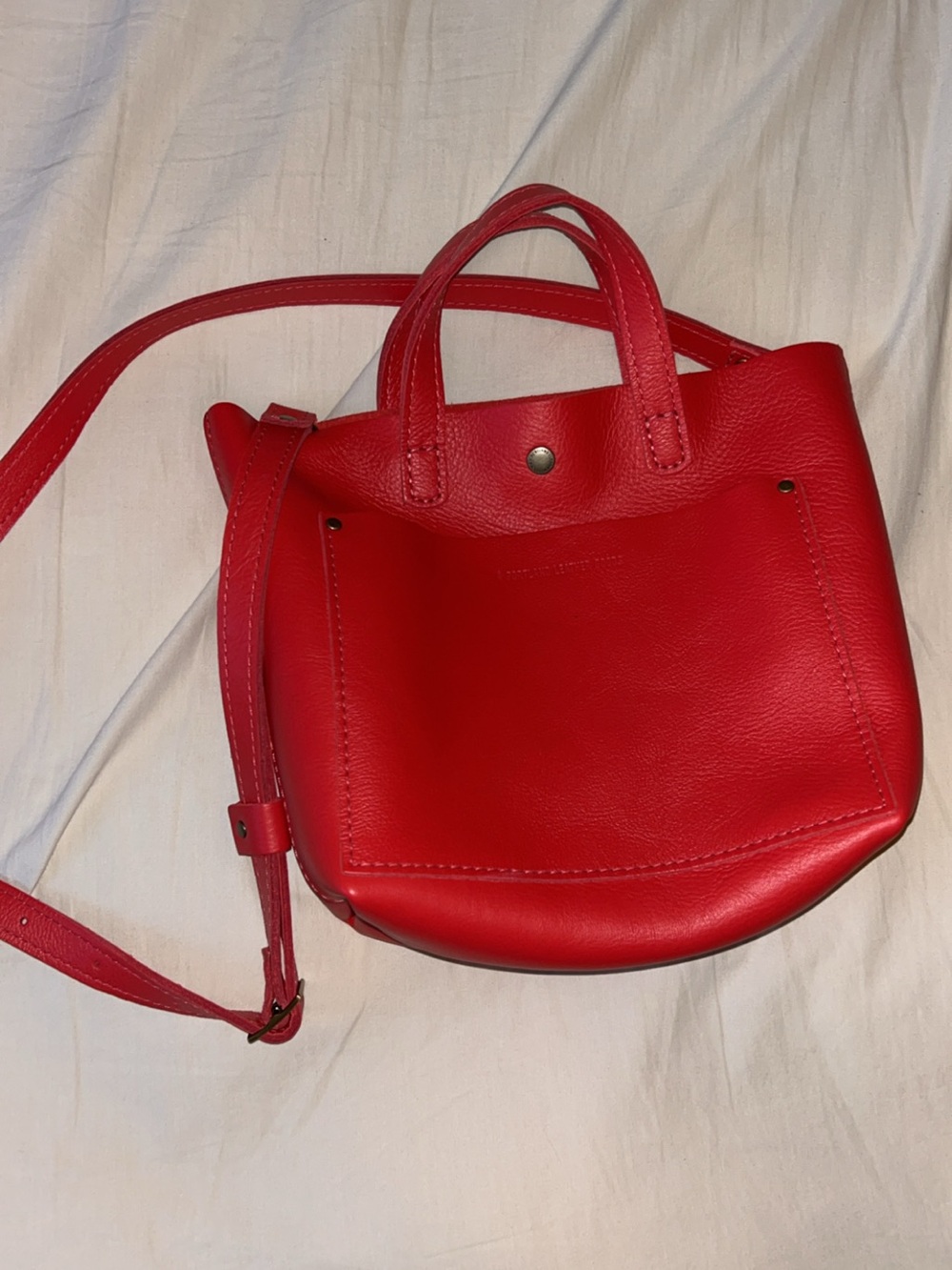 Portland leather Mini Tote Crossbody in Poppy Red